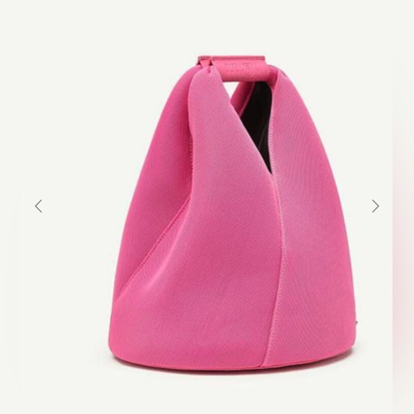 New MM6 Maison Margiela Japanese Mesh Tote Bag Pink Leather Trim Bucket - Picture 1 of 13